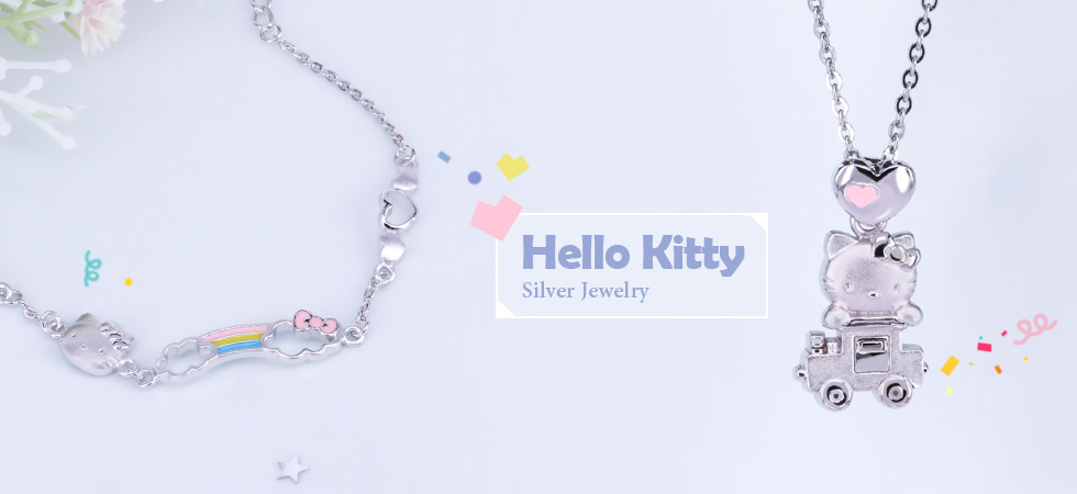 Hello Kitty銀飾項鍊﹑純銀手鍊大人小孩都能配戴